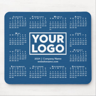Modern 2024 Calendar Business Logo Blue Mouse Pad