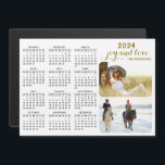 Modern 2024 Magnet Photo Calendar Black White Gold<br><div class="desc">This modern 2024 magnetic calendar in minimalist style is easy to customise with personal photos to create a unique keepsake for your loved ones. The black and white design with colourful pictures and golden text looks stylish and clear. Click "Personalise this template" and upload your photos to get the result...</div>
