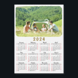 Modern 2024 Photo Calendar Magnet Red Black White<br><div class="desc">This modern minimalist style 2024 magnetic calendar is easy to customise with a personal photo to create a unique keepsake for your loved ones. The black and white design with a colourful picture looks beautiful and clear and is a practical gift idea. Weekend days are in red to make it...</div>
