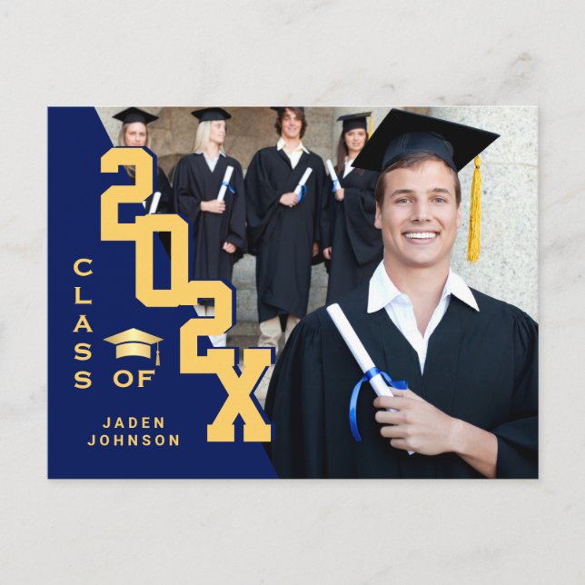 Modern 2024 PHOTO Grad Graduation Party Invitation Postcard (Front)