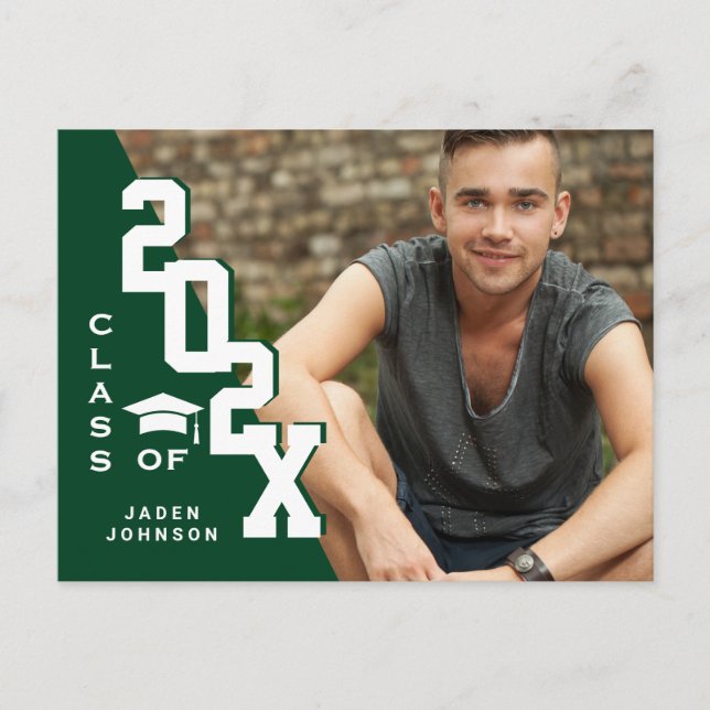 Modern 2024 PHOTO Grad Graduation Party Invitation Postcard (Front)