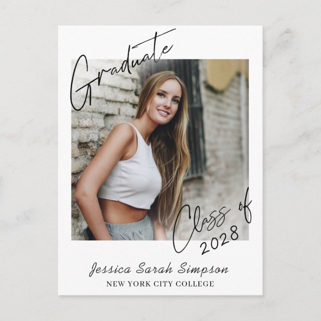 Modern 2024 PHOTO Graduation Party Invitation Grad Postcard (Front)