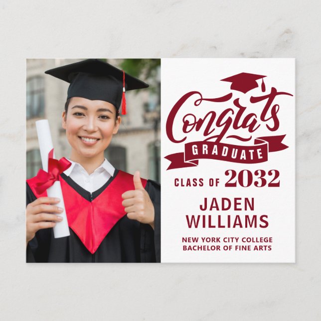 Modern 2024 PHOTO Graduation Party Invitation Postcard (Front)