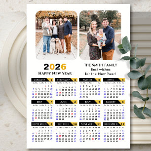 Modern 2025 Calendar 2 Photo Black Gold Magnetic