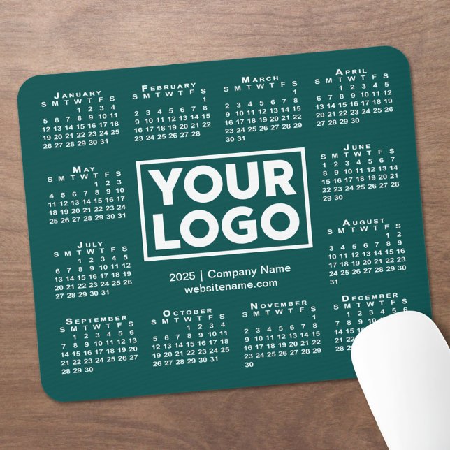 Modern 2025 Calendar Business Logo Blue-Green Mouse Pad (Modern 2025 Calendar Business Logo Blue-Green Mouse Pad in situ)