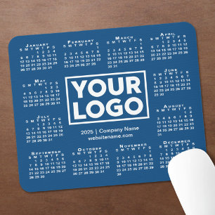 Modern 2025 Calendar Business Logo Blue Mouse Pad
