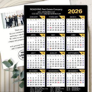 Modern 2025 Calendar Business Photo Gold Black Holiday Postcard