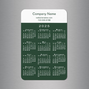 Modern 2025 Calendar Company Name Green White Magnet