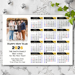 Modern 2025 Calendar Photo Black Gold Magnetic