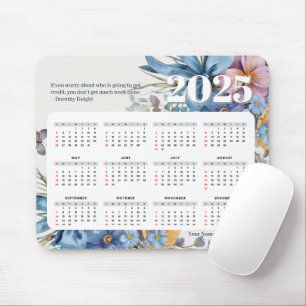 Modern 2025 Calendar Quote & Personalised Name Mouse Pad