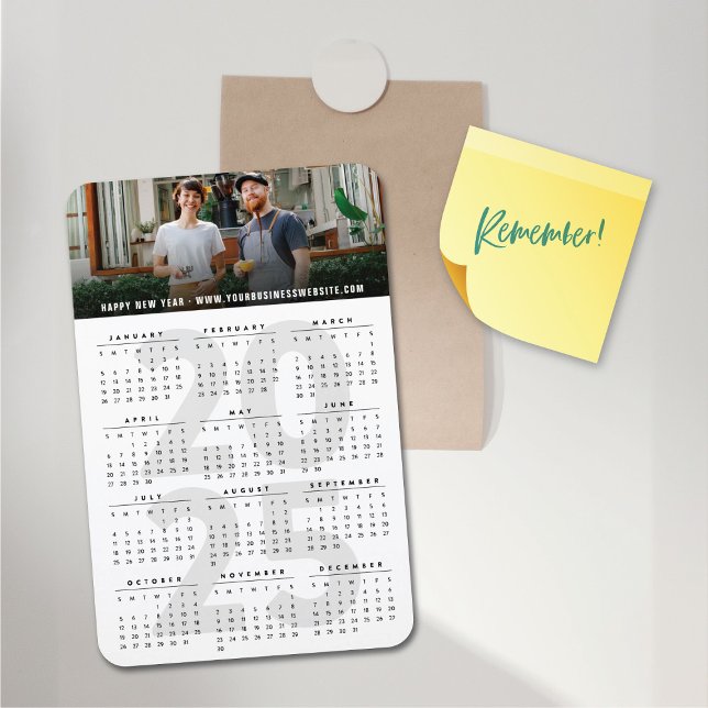 Modern 2025 Calendar Simple New Year Photo Magnet (Modern White 2025 Calendar Simple Holiday Photo Flexible Magnet @ fat_fa_tin)