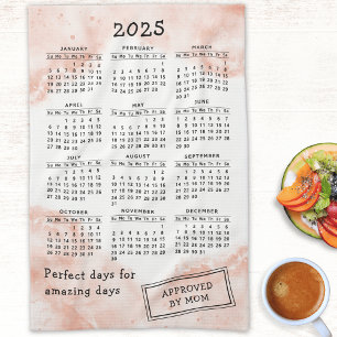 Modern 2025 Full Year Calendar Tea Towel