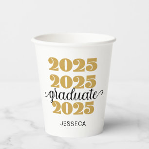 Modern 2025 Gold Black Graduate Paper cup