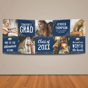 Modern 2025 Graduate Navy & Gold Photo Banner