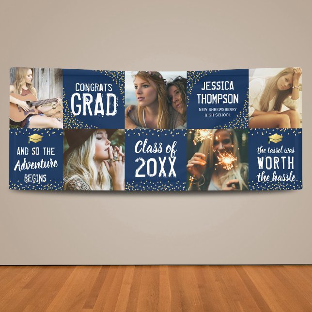 Modern 2025 Graduate Navy & Gold Photo Banner (Creator Uploaded)