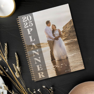 Modern 2025 Personalised Photo Dark Overlay  Planner