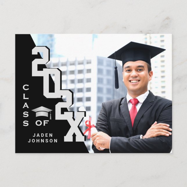 Modern 2025 PHOTO Grad Graduation Party Invitation Postcard (Front)