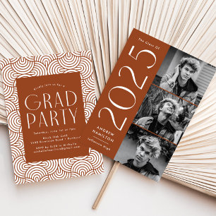 Modern 2025 Rust 3 Photo Graduation Party Invitation