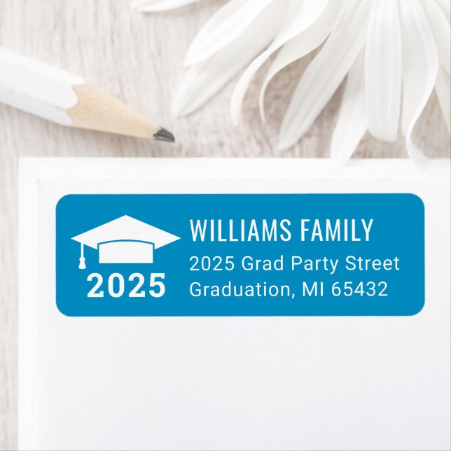 Modern 2025 Teal Blue Graduation Return Address (Insitu)