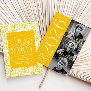 Modern 2025 Yellow 3 Photo Graduation Party Invitation