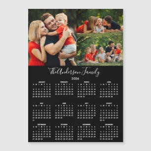 Modern 2026 Calendar 3 Photo Collage Magnet