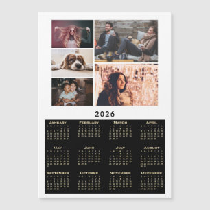 Modern 2026 Calendar 5 Photo Collage Magnet Card