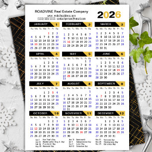 Modern 2026 Calendar Business Gold Black Corporate Holiday Card