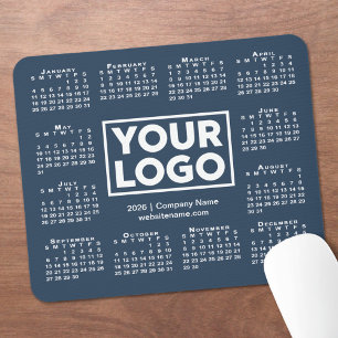 Modern 2026 Calendar Business Logo Navy Blue Mouse Pad