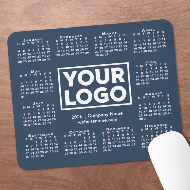Modern 2026 Calendar Business Logo Navy Blue Mouse Pad (Modern 2026 Calendar Business Logo Navy Blue Mouse Pad, in situ)