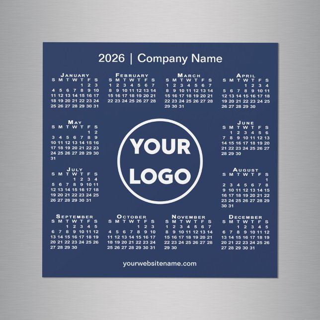 Modern 2026 Calendar Company Logo Navy Blue Magnet (Modern 2026 Calendar Company Logo Navy Blue Magnet, in situ)
