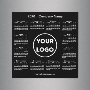 Modern 2026 Calendar Company Logo on Black Magnet