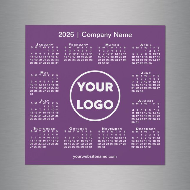 Modern 2026 Calendar Company Logo on Purple Magnet (Modern 2026 Calendar Company Logo on Purple Magnet, in situ)
