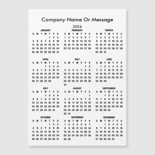 Modern 2026 Calendar Company Name Magnet
