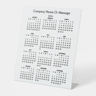 Modern 2026 Calendar Company Name Pedestal Sign