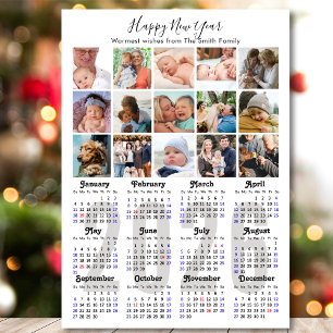 Modern 2026 Calendar Family Photo Collage Magnetic