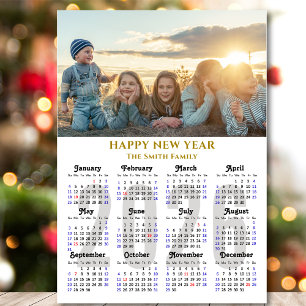 Modern 2026 Calendar Gold Script Simple Magnetic