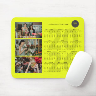 Modern 2026 Calendar New Year Minimalist 3 Photo Mouse Pad
