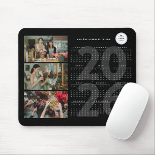 Modern 2026 Calendar New Year Minimalist 3 Photo Mouse Pad