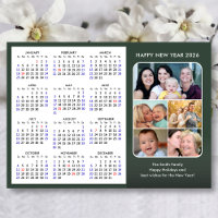 Modern 2026 Calendar Sage Green 5 Photo Magnetic