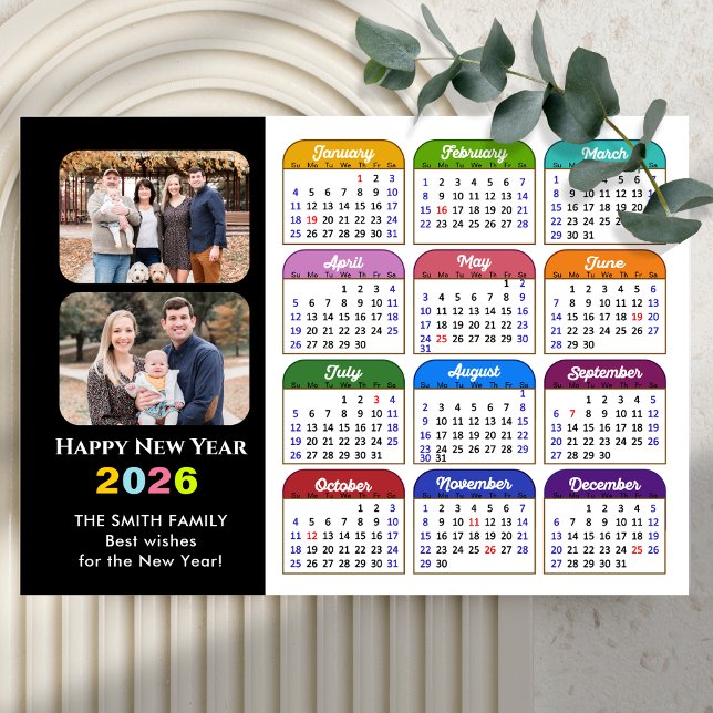 Modern 2026 Colourful Calendar 2 Photo Magnetic (Creator Uploaded)