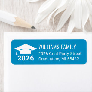 Modern 2026 Teal Blue Graduation Return Address