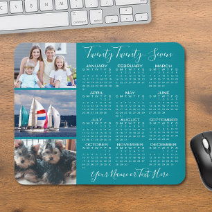 Modern 2027 Calendar 3 Photo Script Personalised Mouse Pad