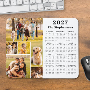 Modern 2027 Calendar 6 Photo Collage Personalised Mouse Pad