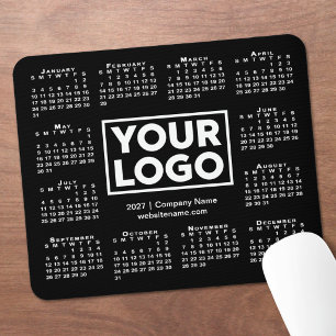 Modern 2027 Calendar Business Logo Black Mouse Pad