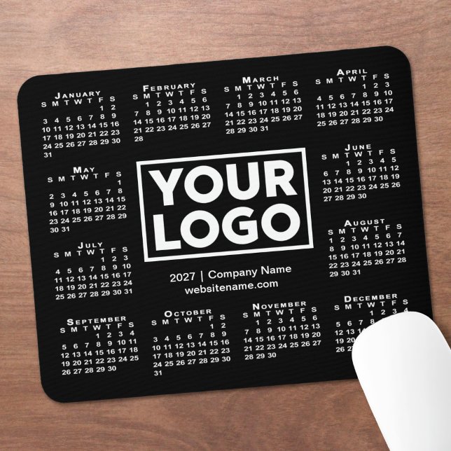 Modern 2027 Calendar Business Logo Black Mouse Pad (Modern 2027 Calendar Business Logo Black Mouse Pad in situ)