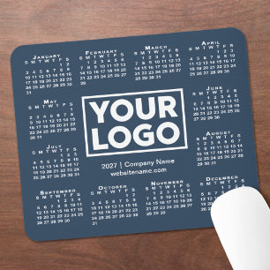 Modern 2027 Calendar Business Logo Navy Blue Mouse Pad