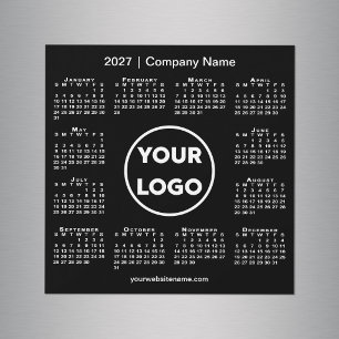 Modern 2027 Calendar Company Logo Black Magnet
