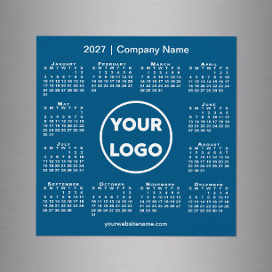 Modern 2027 Calendar Company Logo Blue Magnet
