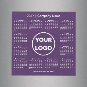 Modern 2027 Calendar Company Logo Purple Magnet