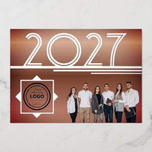 Modern 2027 New Year Logo Photo Greeting Card